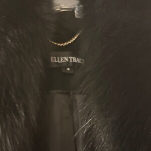 Ellen Tracy Elegant Black Fur-Trimmed Jacket